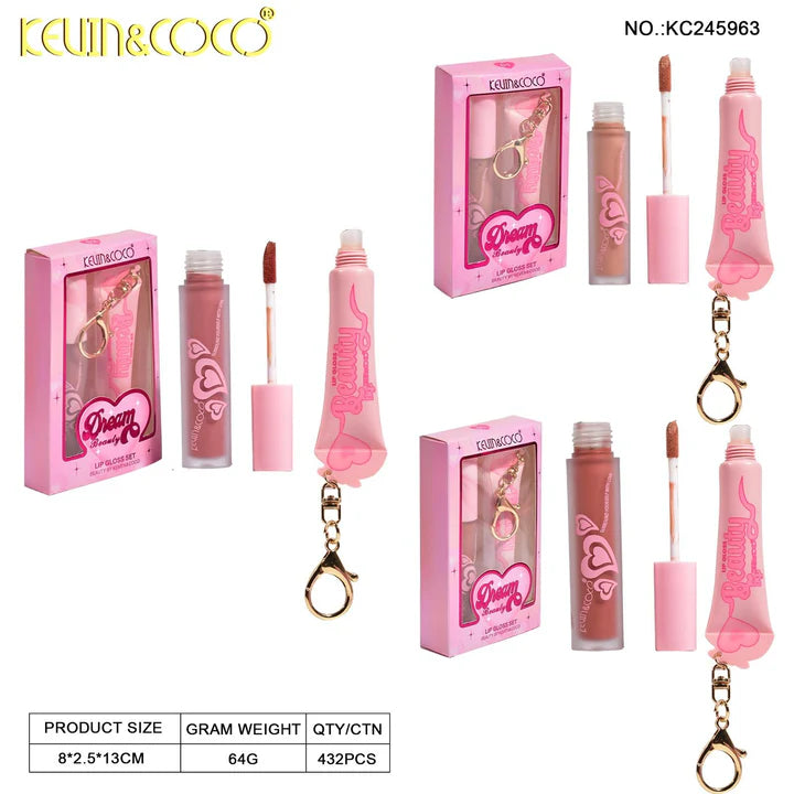 *** PRE ORDEN *** Dream Beauty Lip Gloss Set with Key Chain KC245963 | Kevin&Coco
