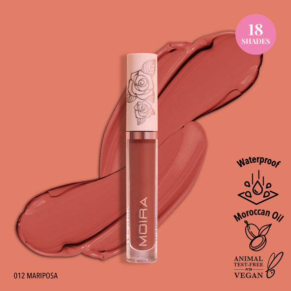 LIP DIVINE LIQUID LIPSTICK (012, MARIPOSA) -MOIRA - Compra Maquillaje y Artículos de Belleza | Belle Queen Cosmetics