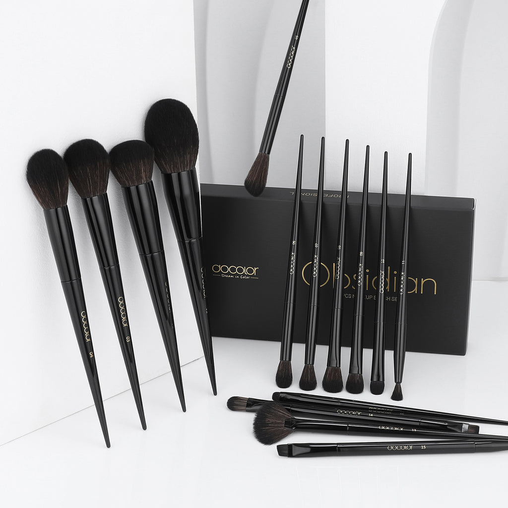 Obsidian- 15 piece Makeup Brush Set | DOCOLOR