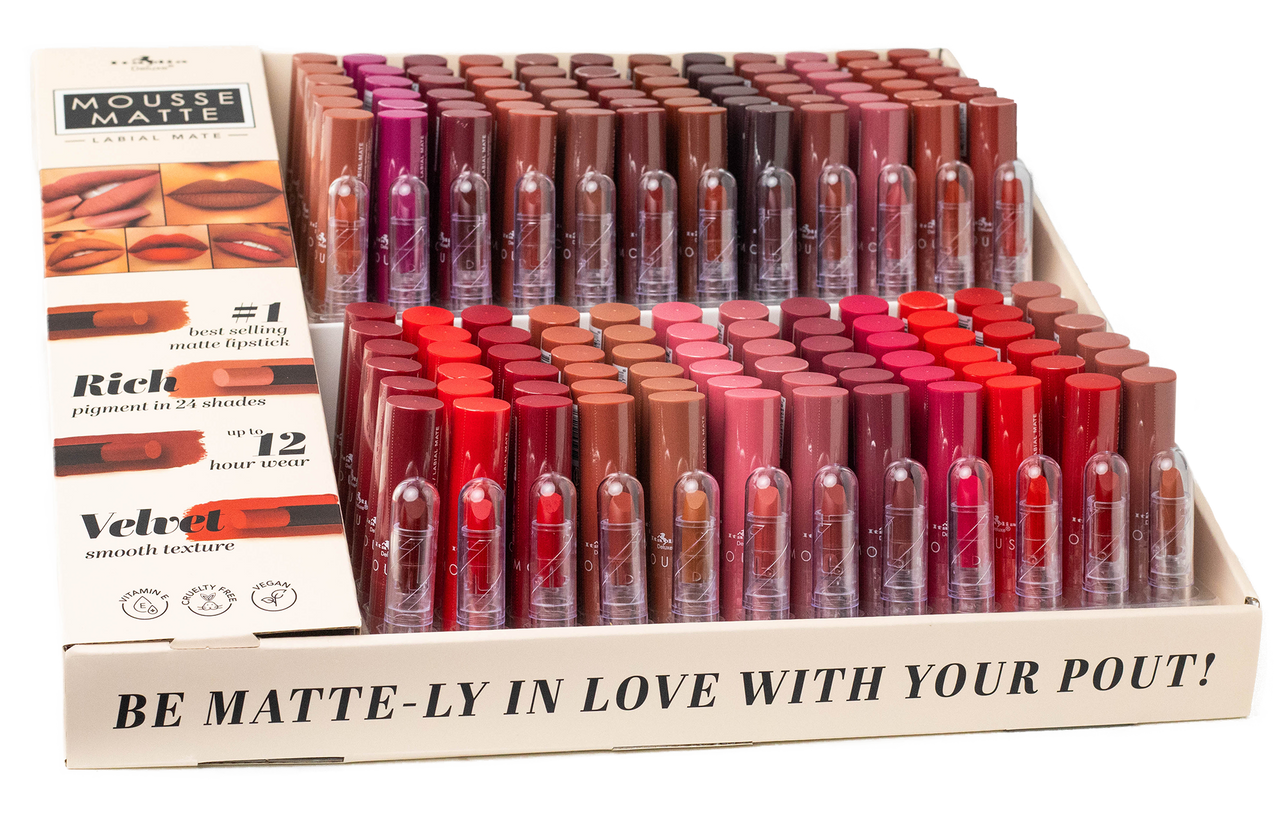 DISPLAY MOUSSE MATTE LIPSTICK 144 PC - ITALIA DELUXE