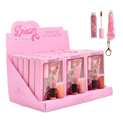 *** PRE ORDEN *** Dream Beauty Lip Gloss Set with Key Chain KC245963 | Kevin&Coco