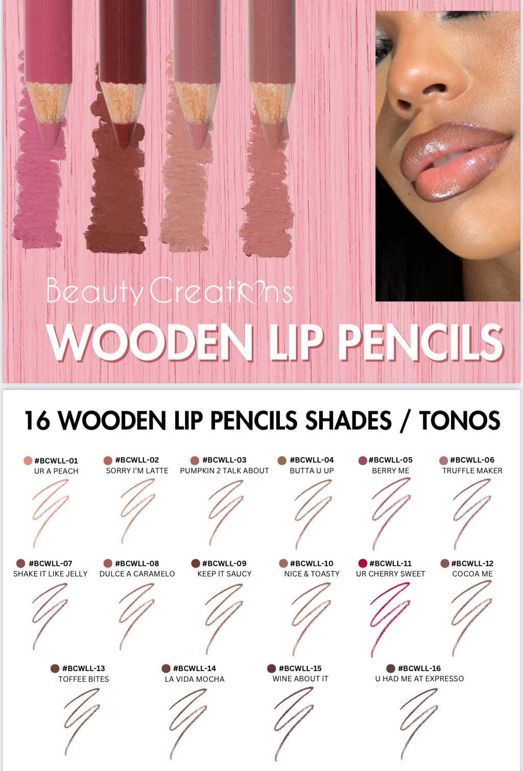 PR Wooden lip pencils - Beauty Creations
