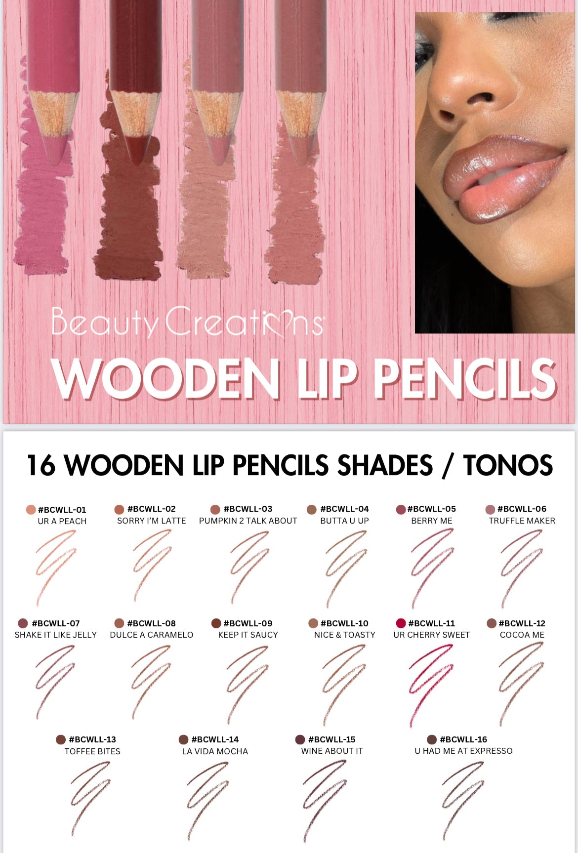 PR Wooden lip pencils - Beauty Creations