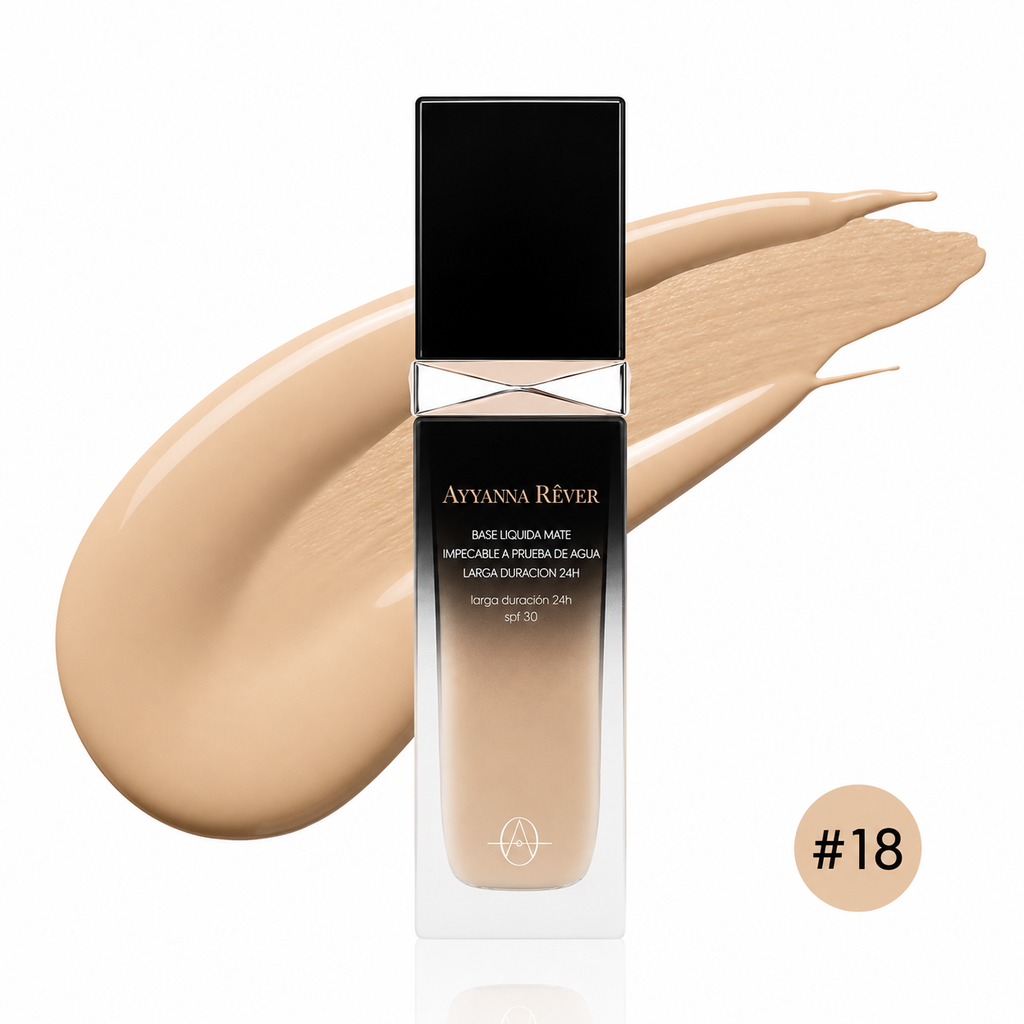 BASE LIQUIDA MATE IMPECABLE A PRUEBA DE AGUA LARGA DURACION 24H - AYVANNA REVER