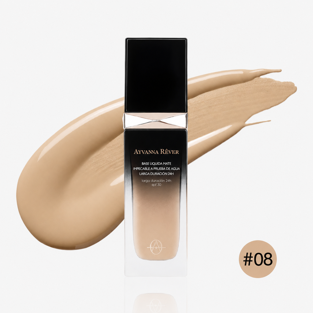 BASE LIQUIDA MATE IMPECABLE A PRUEBA DE AGUA LARGA DURACION 24H - AYVANNA REVER