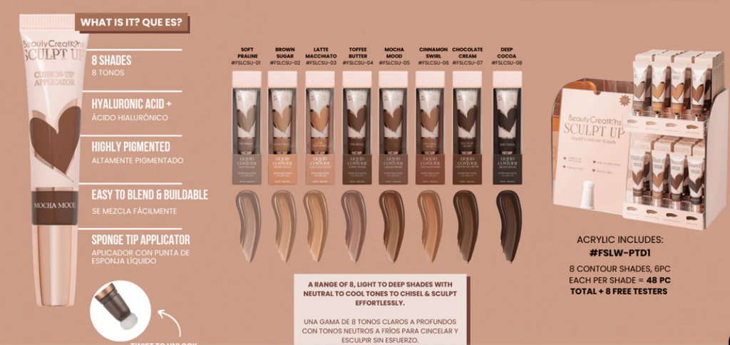 Flawless Stay Sculpt Up Wands Acrylic Display - Contorno Liquido Exhibidor - Beauty Creations