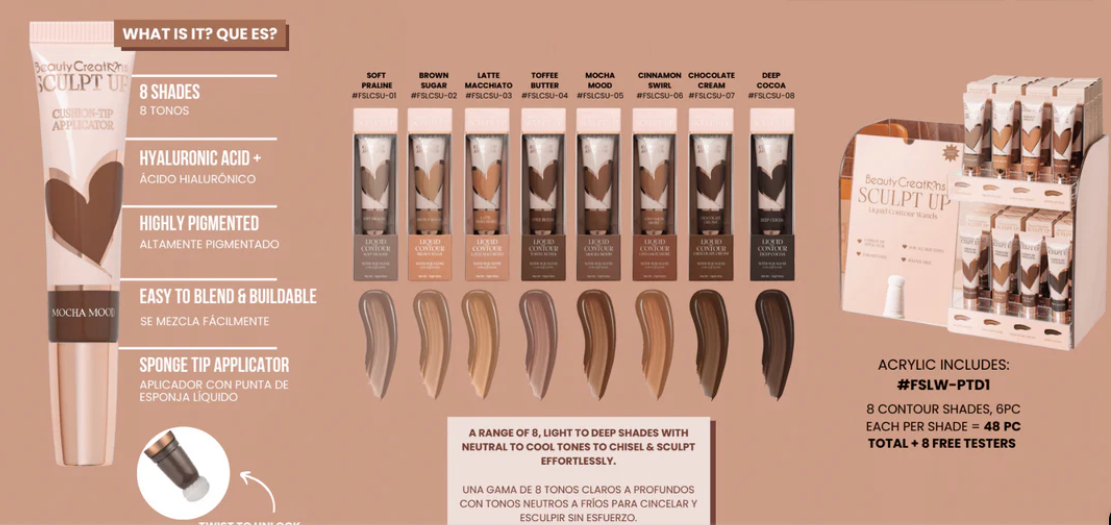 Flawless Stay Sculpt Up Wands Acrylic Display - Contorno Liquido Exhibidor - Beauty Creations