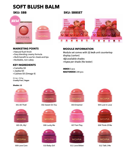 SOFT BLUSH BALM DISPLAY | MOIRA COSMETICS