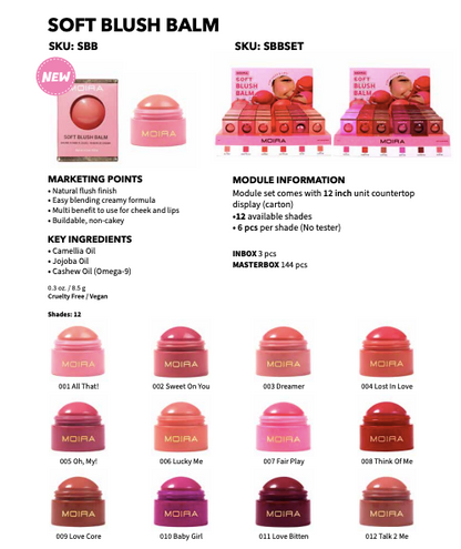 SOFT BLUSH BALM DISPLAY | MOIRA COSMETICS