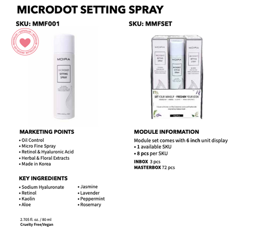 MICRODOT SETTING SPRAY DISPLAY | MOIRA COSMETICS