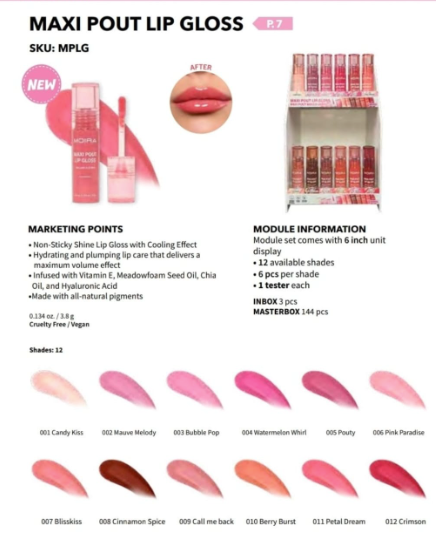 Maxi Pout Lip Gloss Display | MOIRA