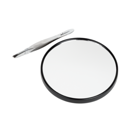 ESPEJO CON AUMENTO 15X Y PINZA - MH BEAUTY