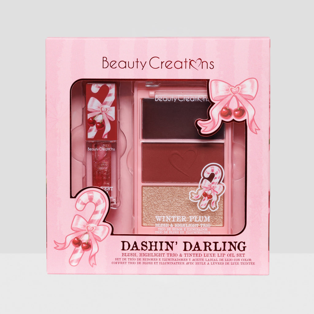 ***PREORDEN*** Beauty Creations XMAS - Trio de Rubor e Iluminador + Aceite de Labios - Dashin Darlin