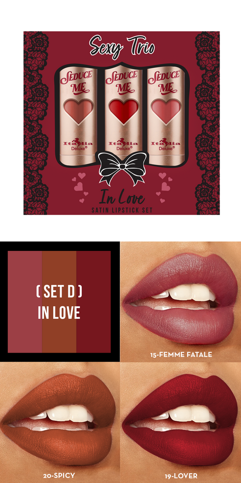 Sexy Trio Satin Lipstick Sets - Kit de Labios | Italia Deluxe