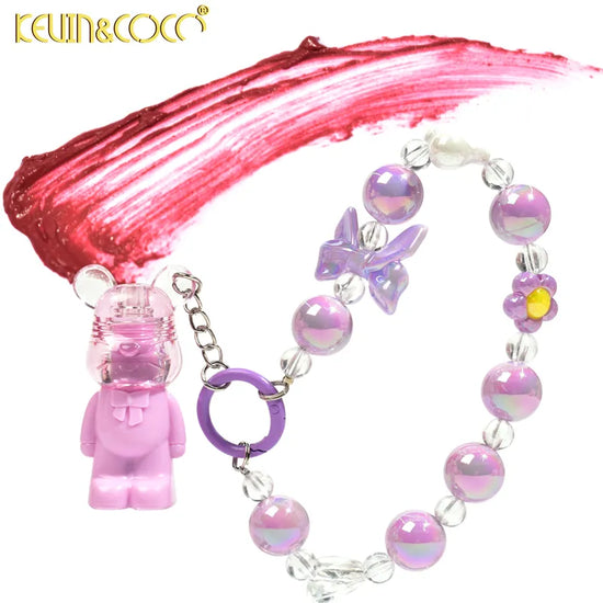 LABIAL ATERCIOPELADO DE OSITO CON CADENA- 12 PIEZAS (KC248933) | Kevin & Coco