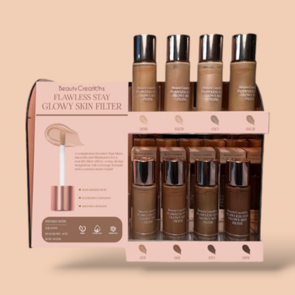 *** PRE ORDEN *** Flawless Stay Glowy Skin Filter - Base Líquida Glowy Skin Filter Display| Beauty Creations