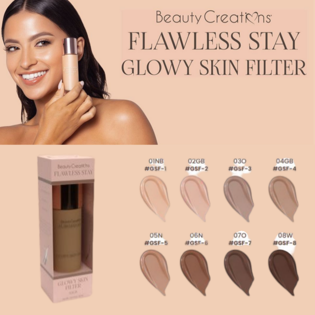 *** PRE ORDEN *** Flawless Stay Glowy Skin Filter - Base Líquida Glowy Skin Filter Display| Beauty Creations