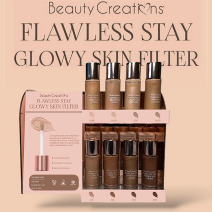*** PRE ORDEN *** Flawless Stay Glowy Skin Filter - Base Líquida Glowy Skin Filter Display| Beauty Creations
