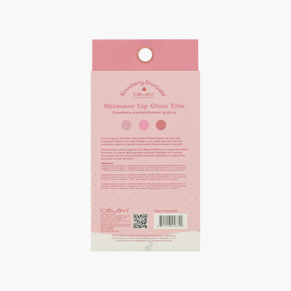 BRILLO DE LABIOS BRILLANTE STRAWBERRY SHORTCAKE DE 3 PIEZAS | CELAVI