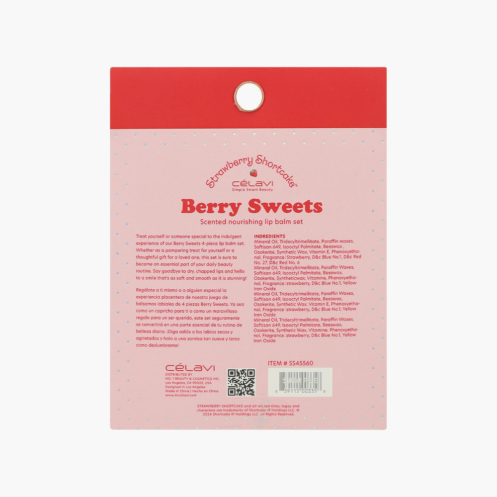 SET DE 4 BÁLSAMOS LABIAL STRAWBERRY SHORTCAKE | CELAVI