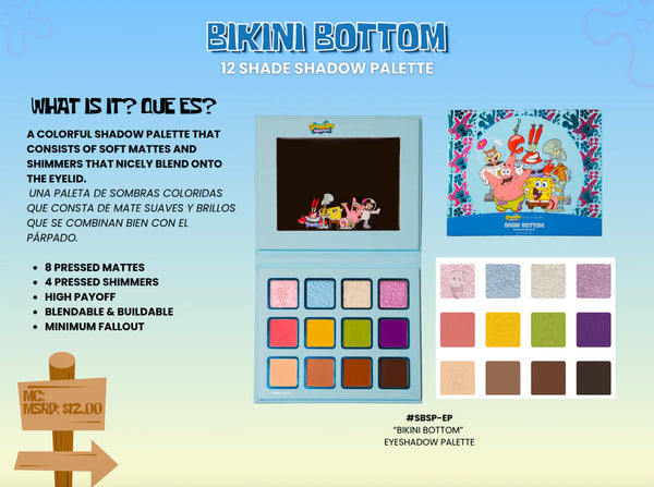 Beauty Creations x Spongebob Squarepants "Bikini Bottom" Eyeshadow Palette - Paleta de sombra bob esponja | Beauty Creations