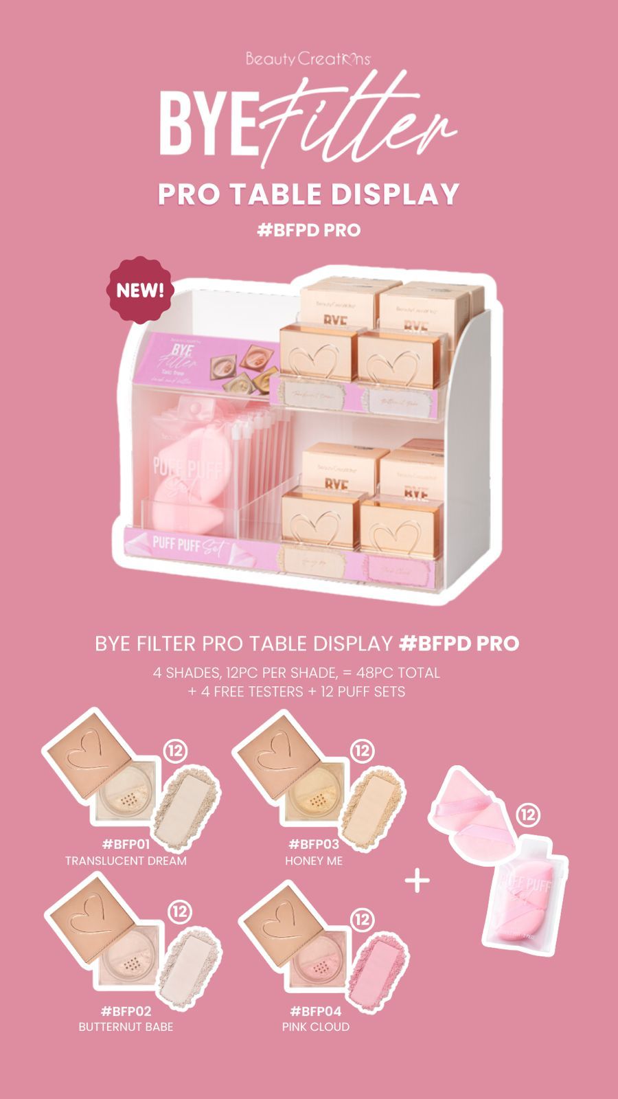 Display Polvo Fijador Bye Filter - BEAUTY CREATIONS