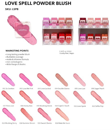 Love Spell Powder Blush Display - Exhibidor rubor en polvo | Moira Cosmetics