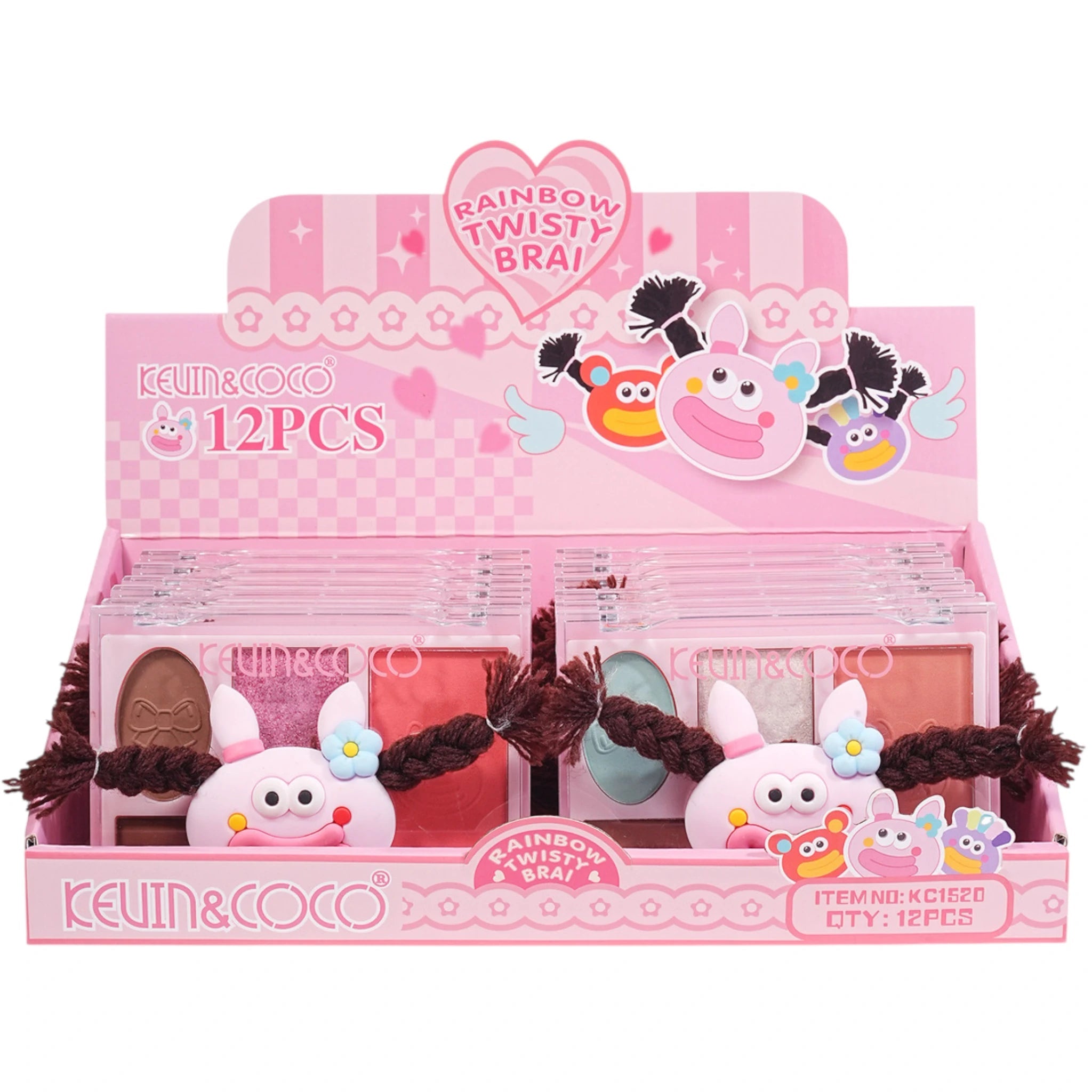 RAINBOW TWISTY BRAI PINK DISPLAY  - KEVIN & COCO