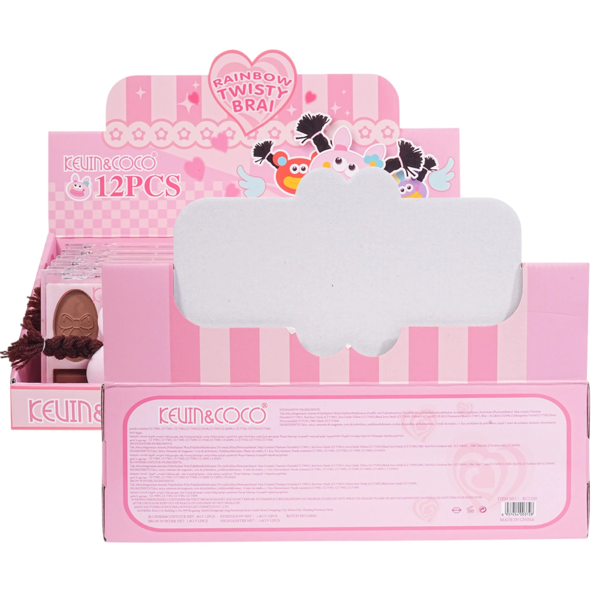 RAINBOW TWISTY BRAI PINK DISPLAY  - KEVIN & COCO