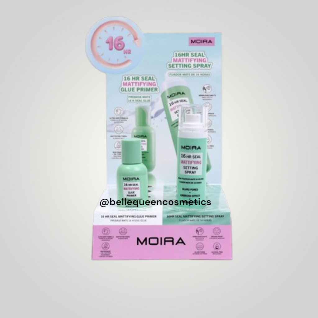 16HR SEAL MATTIFYING GLUE PRIMER AND SETTING SPRAY DISPLAY - MOIRA