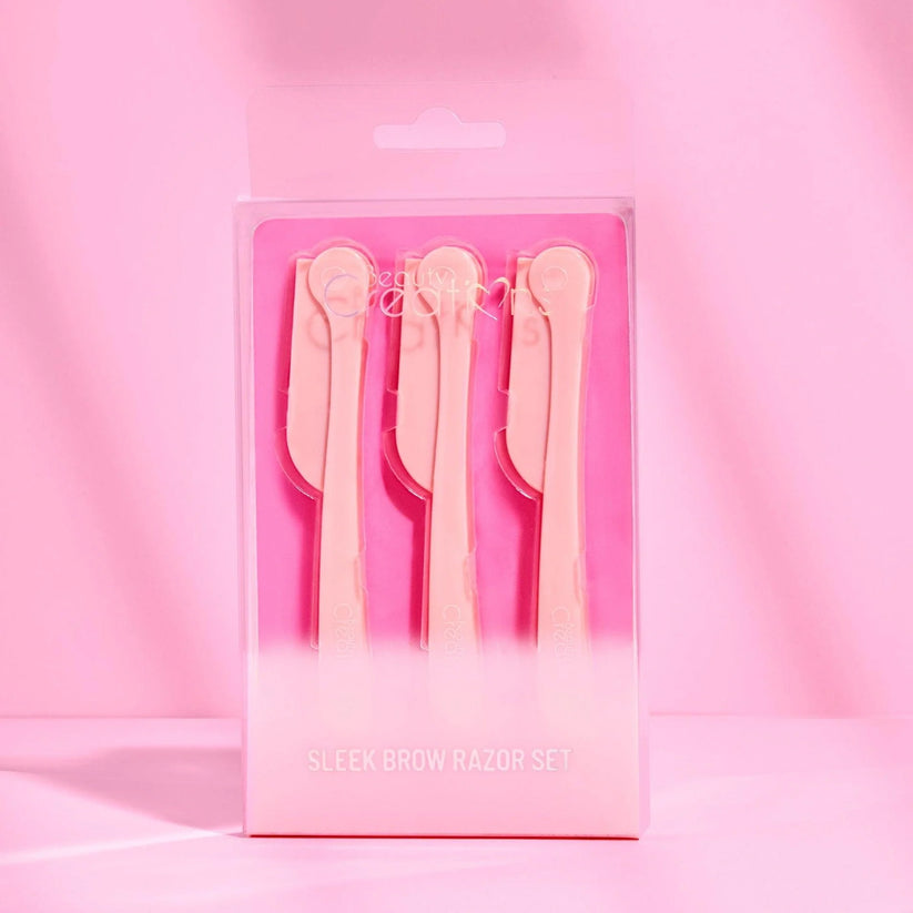 ELBR-3pcs Pink Sleek & Brow Razor Set | Beauty Creations