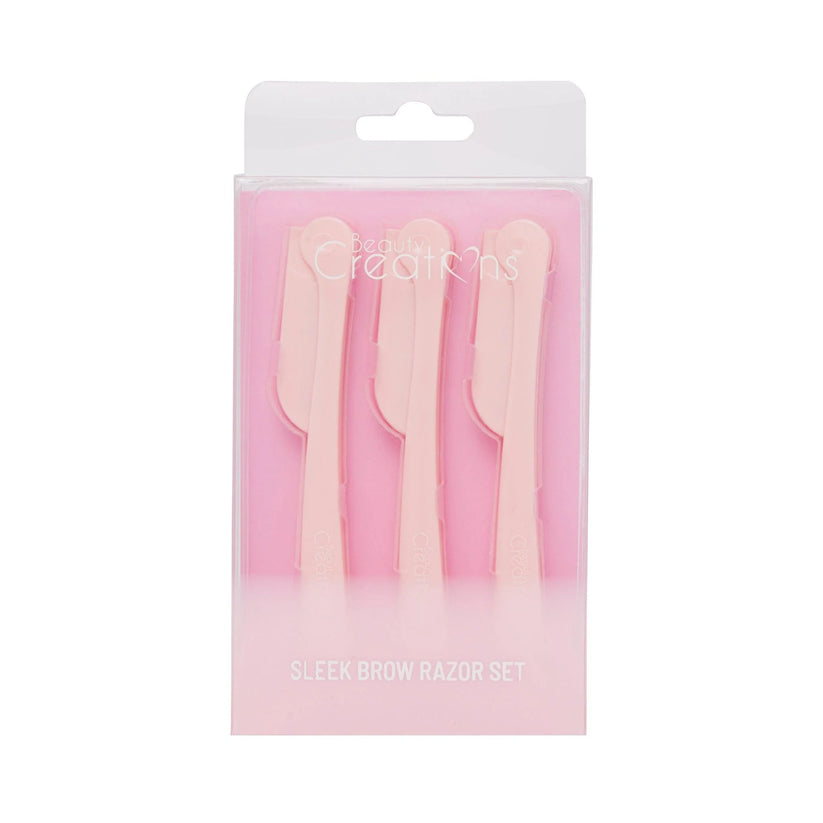 ELBR-3pcs Pink Sleek & Brow Razor Set | Beauty Creations