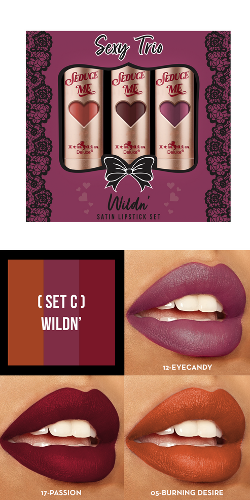 Sexy Trio Satin Lipstick Sets - Kit de Labios | Italia Deluxe