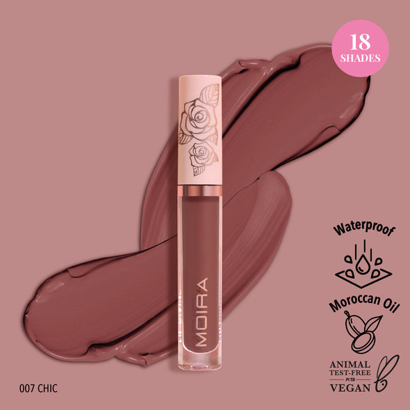 LIP DIVINE LIQUID LIPSTICK (007, CHIC) -MOIRA - Compra Maquillaje y Artículos de Belleza | Belle Queen Cosmetics