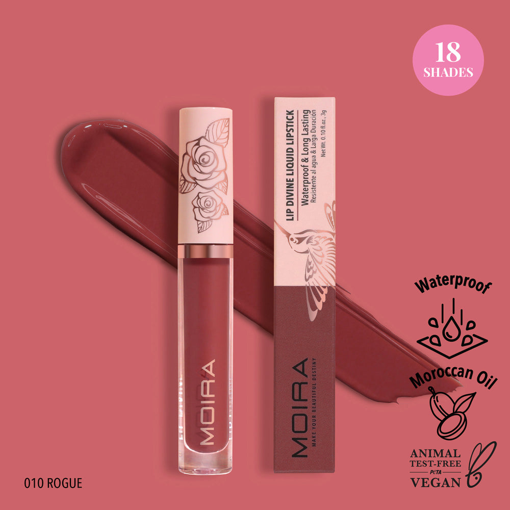 LIP DIVINE LIQUID LIPSTICK (010, ROGUE) -MOIRA - Compra Maquillaje y Artículos de Belleza | Belle Queen Cosmetics