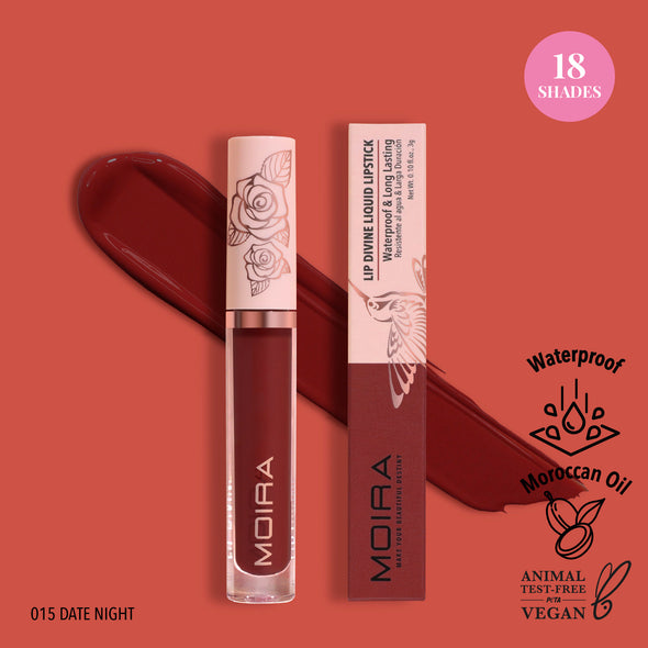 LIP DIVINE LIQUID LIPSTICK (015, DATE NIGHT) -MOIRA - Compra Maquillaje y Artículos de Belleza | Belle Queen Cosmetics