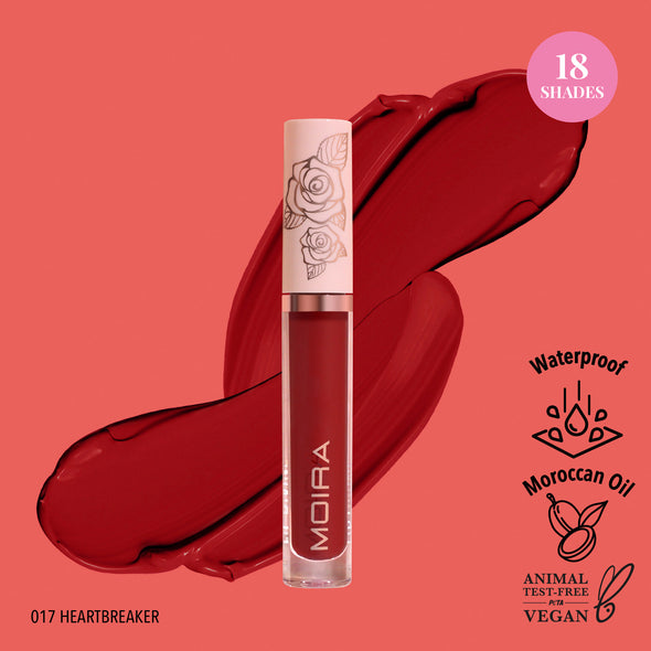 LIP DIVINE LIQUID LIPSTICK (017, HEARTBREAKER) -MOIRA - Compra Maquillaje y Artículos de Belleza | Belle Queen Cosmetics