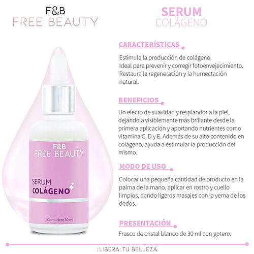 SERUM COLAGENO - FREE AND BEAUTY - Compra Maquillaje y Artículos de Belleza | Belle Queen Cosmetics